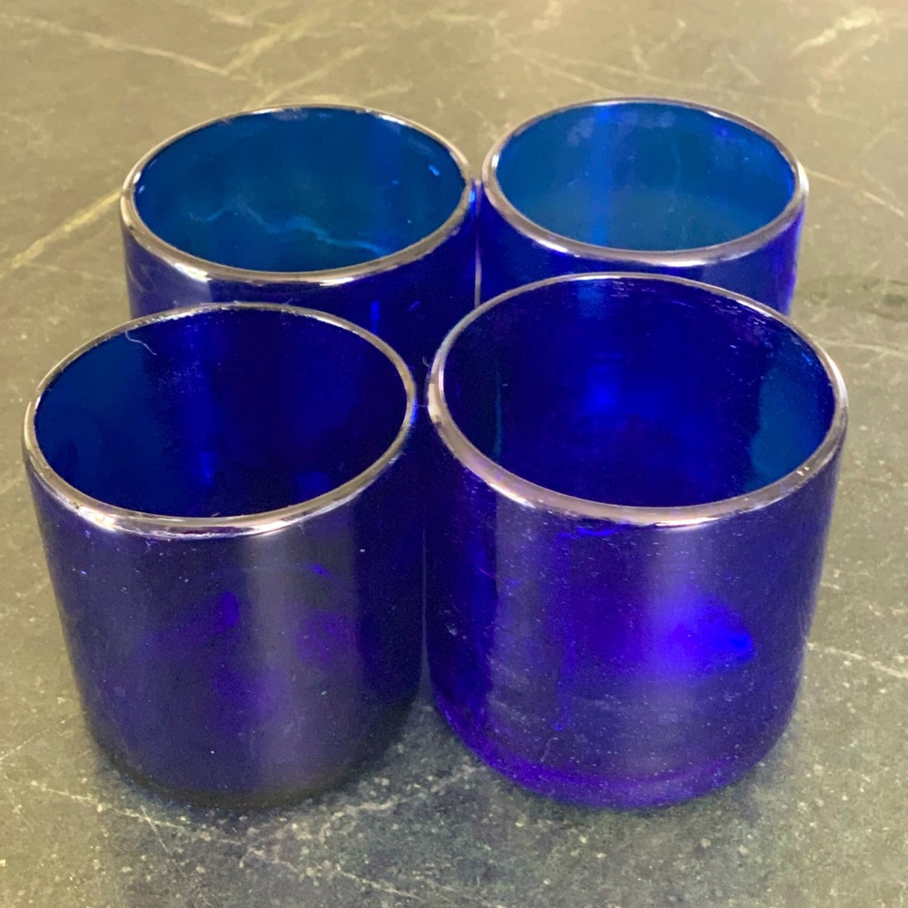 COBALT BLOWN GLASS | Set of 4 | Whiskey Tumbler Size